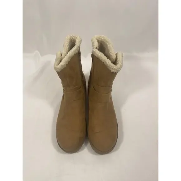 Style & Co Fleurrrf Boots Women's SZ 7.5 M Brown Faux Suede Sherpa Lined Winter - Picture 3 of 6